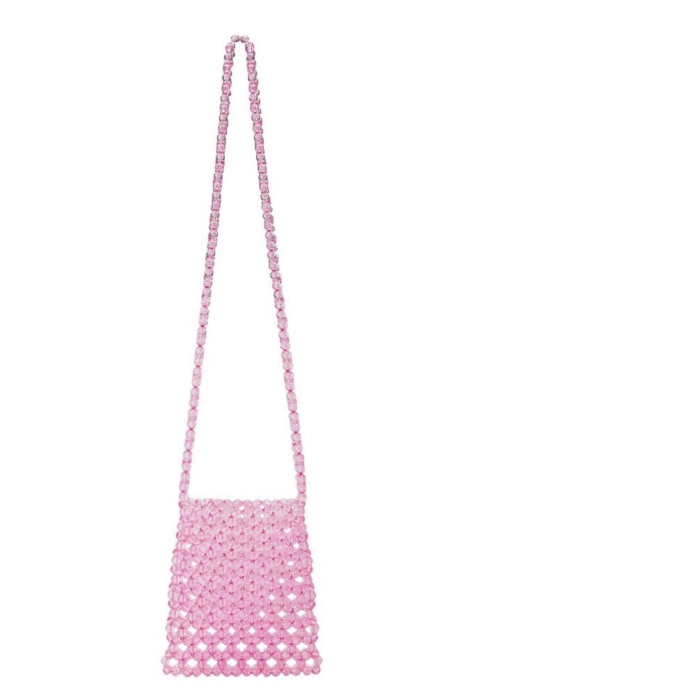 Pink clear beaded woven pink clear crossbody bag - Picture 4 of 15